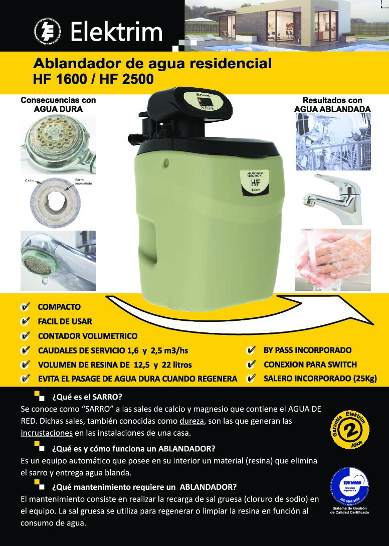 Ablandador de agua automático residencial Hf 2500 - Imagen 2